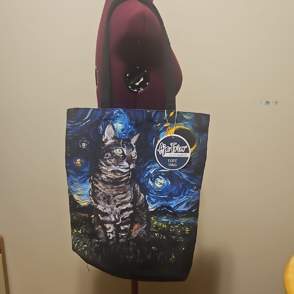 Starry Night Kitty Tote Bag